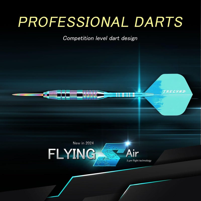Trecynd Darts Metal Tip Set 3 Aluminum Shaft Metal Dart Set Professional Darts Steel Tip Sets + Extra Dart Flights 3 Replace Plastic Shafts Beginner or Professional Darts 22g - Image 2